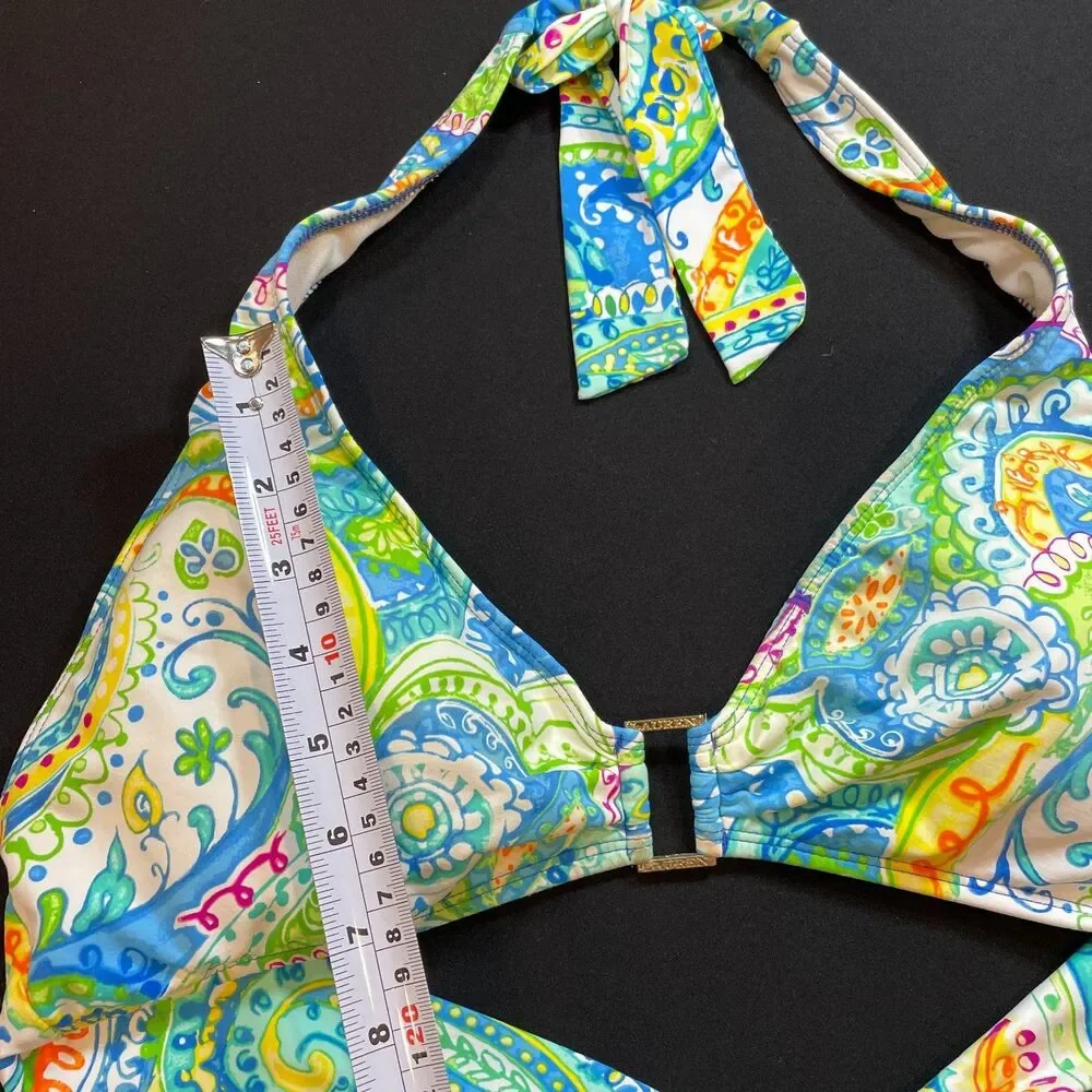 ~ Lauren Ralph Lauren Bikini Top, D/DD/LG/XL* Ring Front Halter Tie LRL Tropical